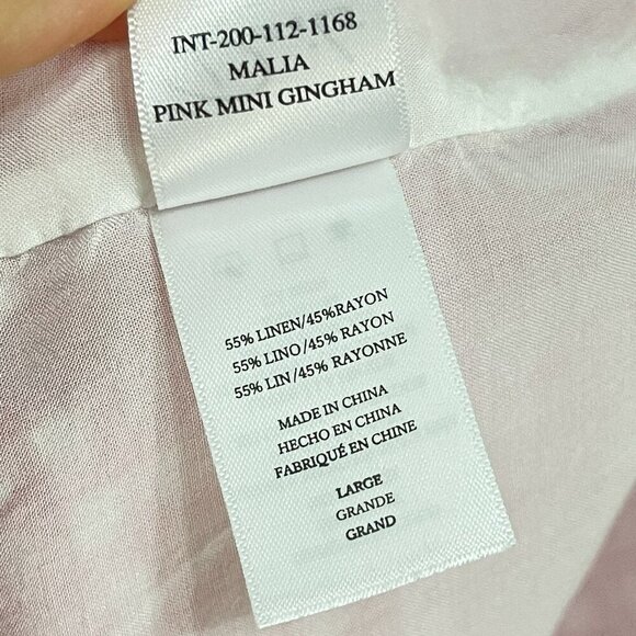 Rails Malia Pink Gingham Linen Blend Wrap Mini Dress Size Large Summer Resort - Picture 11 of 16